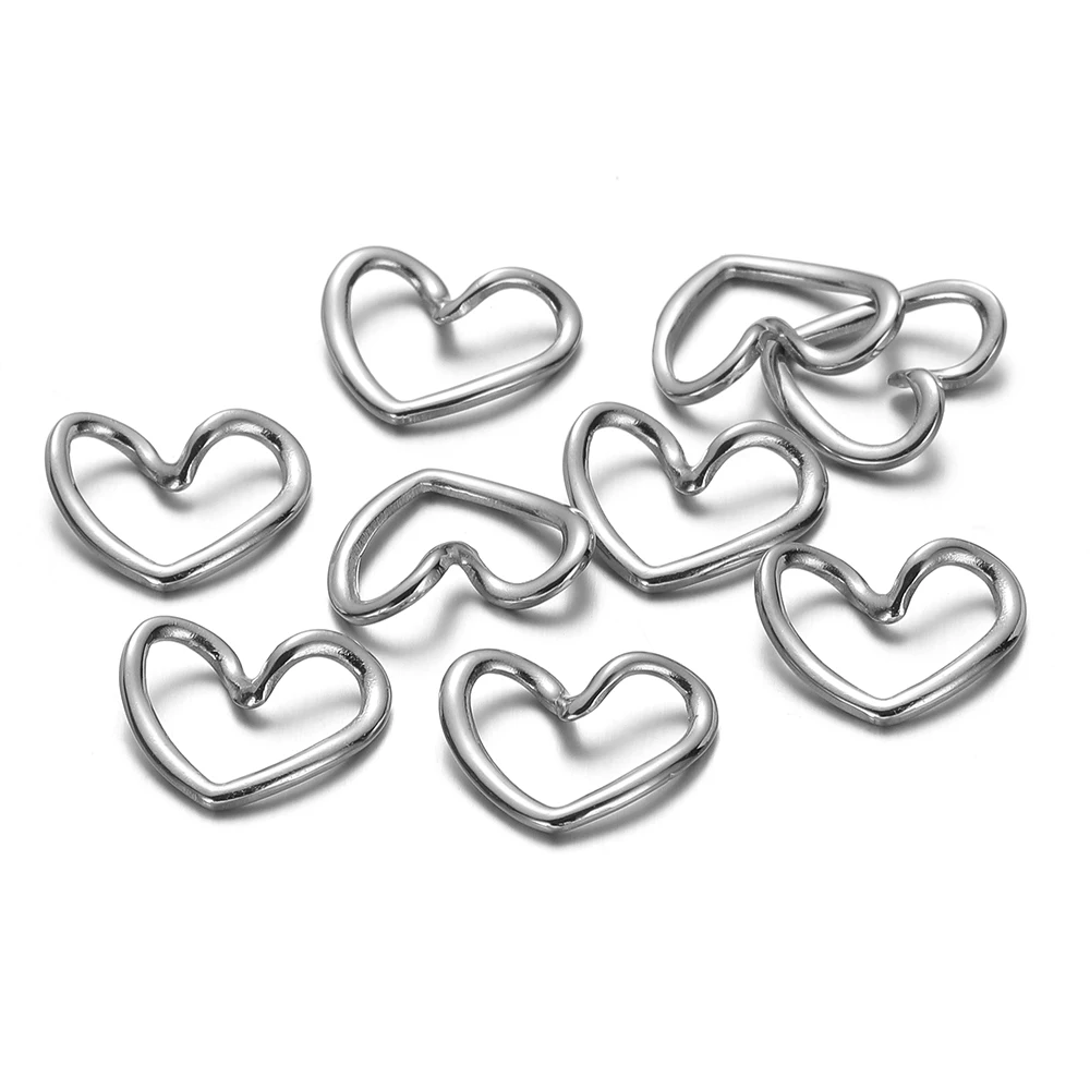 5pcs Gold Color Stainless Steel High Quality Love Heart Charms for Jewelry Making Findings DIY Necklace Earrings Accessories