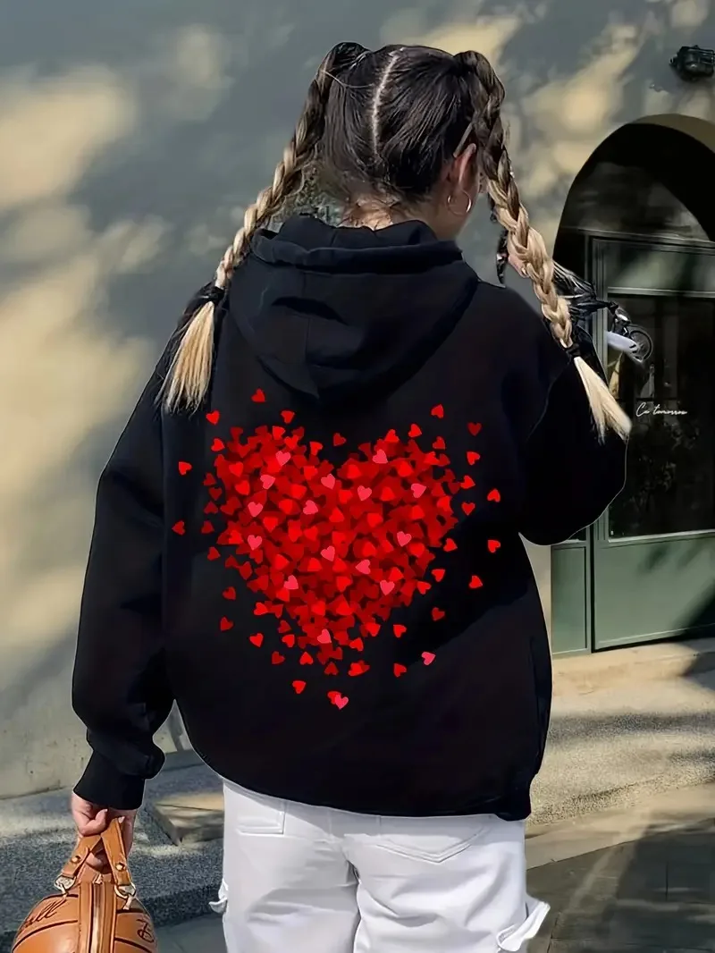

Red Heart Graphic Printing Autumn and Winter Pure Cotton Hoodie for Men and Women Outdoor Street Sports Training Brand Trendy