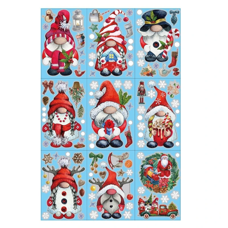 9 Sheets Christmas Window Clings Elves Christmas Decorations for Window Stickers