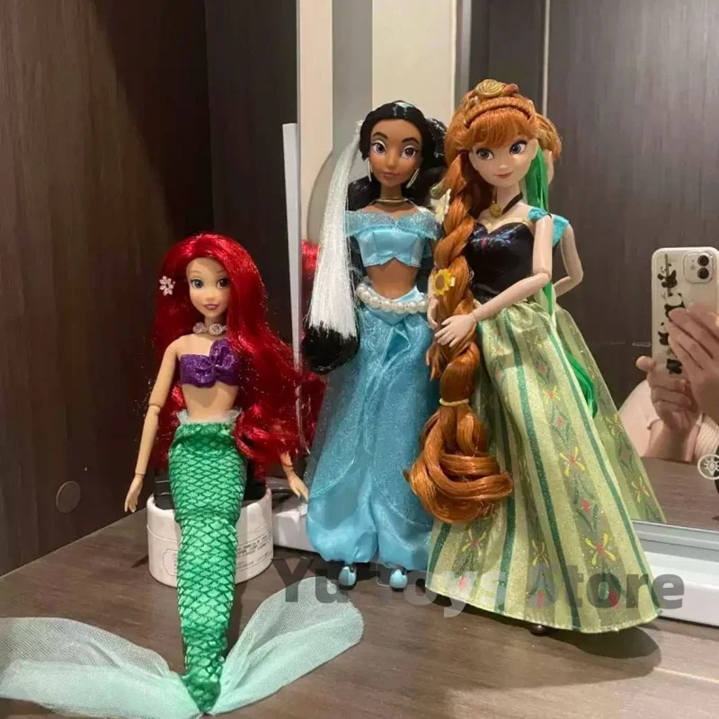 30cm Disney Belle Anna Store Rapunzel Mulan Merida Elsa Mermaid Multi Jasmine Joint Princess Doll Toys Birthday Children Gift