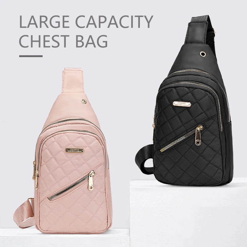 Fashion Women Zipper Chest Bag Casual Crossbody Shoulder Bag Outdoor Riding Travel Bag