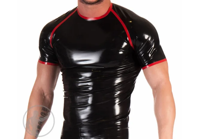 

Latex Rubber Gummi Catsuit tops Cosplay pants Handmade Party Short sleeved top