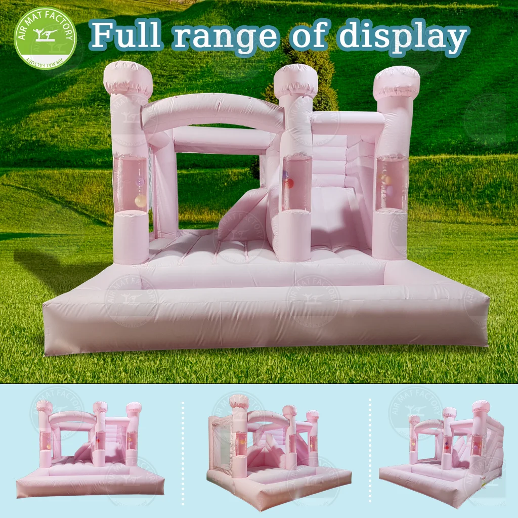 2025 new inflatable white bounce house with ball pool slide suitable for children jumping birthday party game bounce house