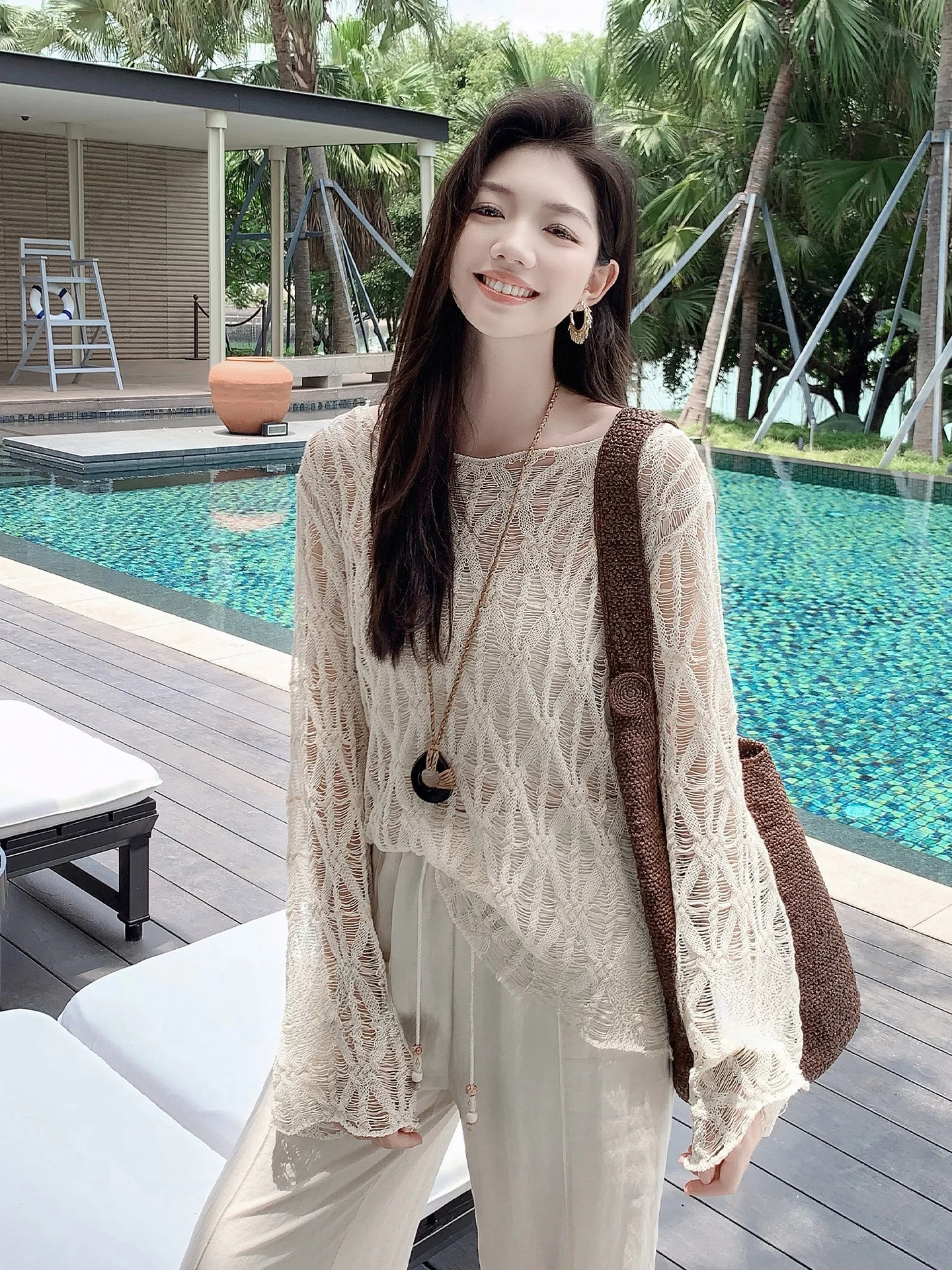 

MeiYang Long Sve Knitted Vest Diamond Pattern Friday Sle adow Layering Strapl Tank Top Women's Loose Fit Knitwear