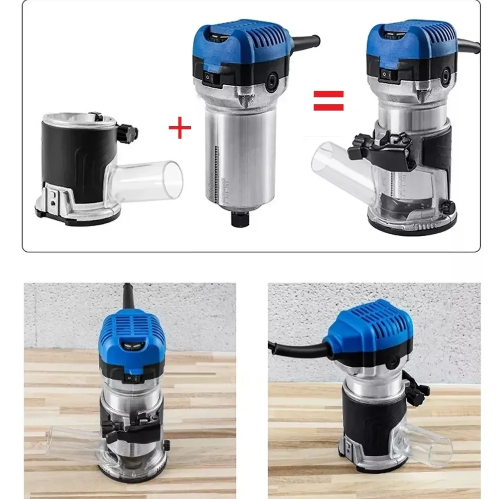 Base de routeur plongeante pour machine à tailler, couvercle anti-poussière, support de fraisage en bois pour rainurer les accessoires d\'outils