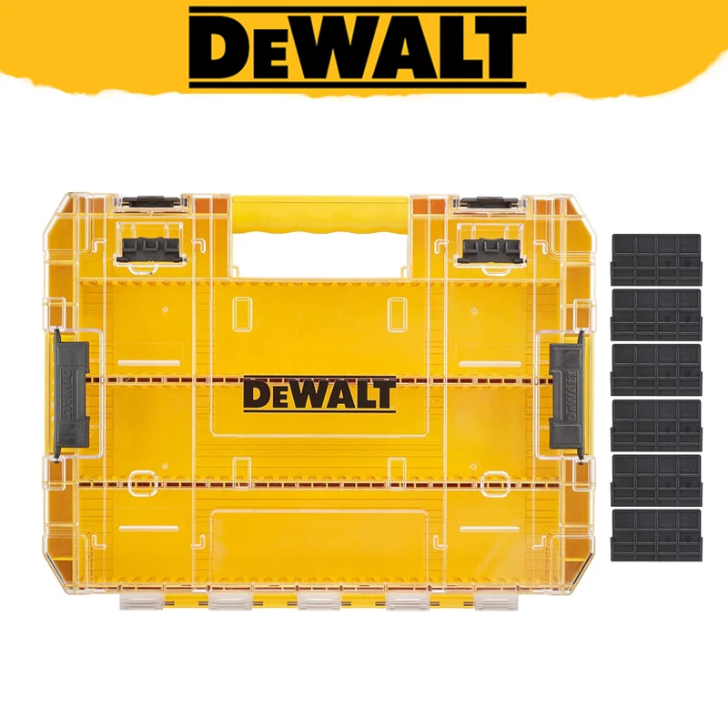 DEWALT DT70839 wytrzymała obudowa (duża) z rozdzielaczem Organizer skrzynka narzędziowa przezroczysta pokrywa wkręty akcesoria układające futerał do przechowywania