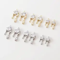 4PCS Zircon Pendant Necklace Supplies Charms for Jewelry Making Eardrop DIY Hand Made Brass 14k Gold Plated Accessories