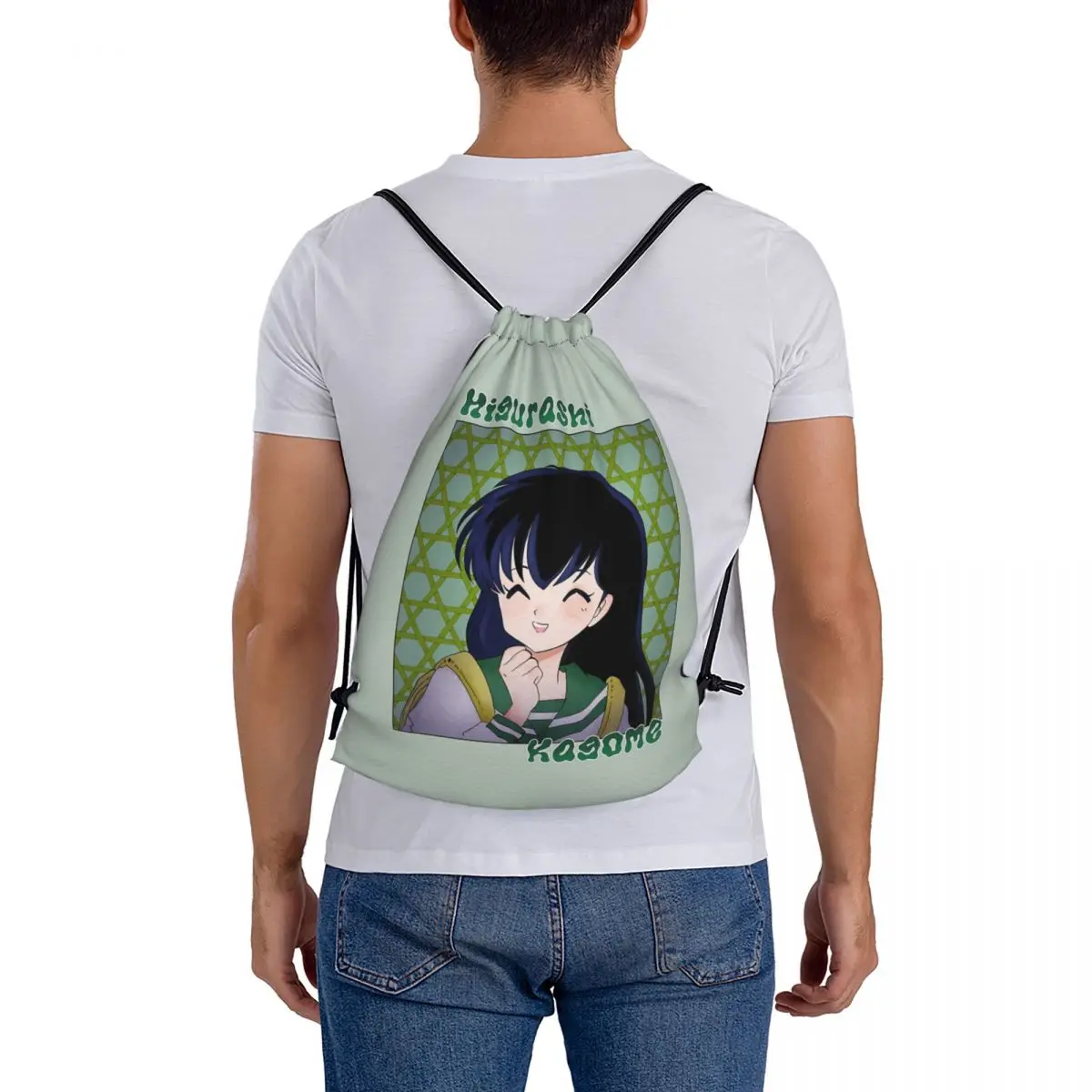 Doodle Higurashi Backpacks Casual Drawstring Bags Sports Bag Book Bags for Travel Students