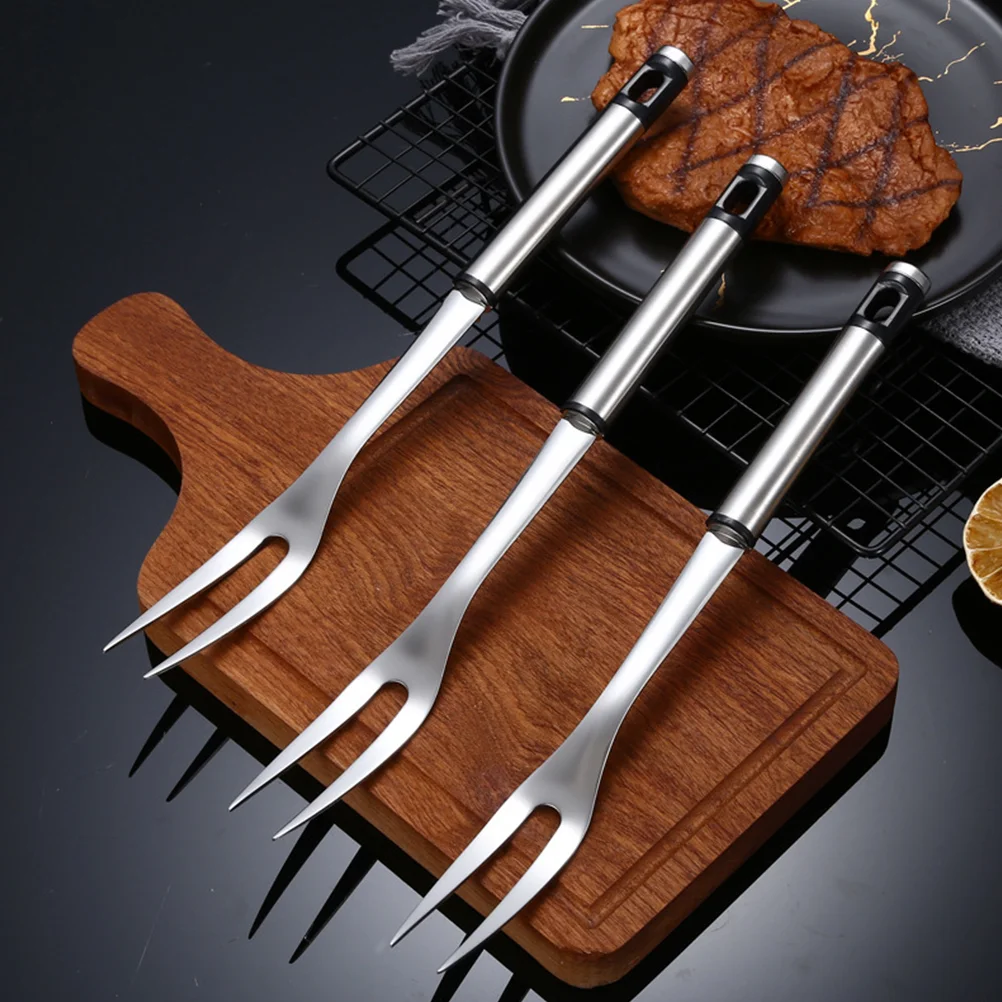 Stainless Steel Barbecue Spit Serving Forks Large Metal Shape Household Outdoor Roasting Sticks Meat Skewers Grill