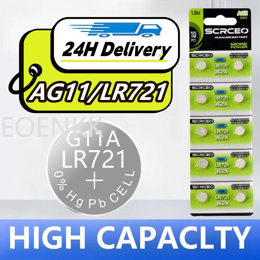 단추 배터리, 1.55V AG11 18mAh, SG11 LR58 SR58 162 361 362 LR721 SR721 SR720 L721F 셀, 동전 시계 장난감, 원격 배터리, 2-50 개