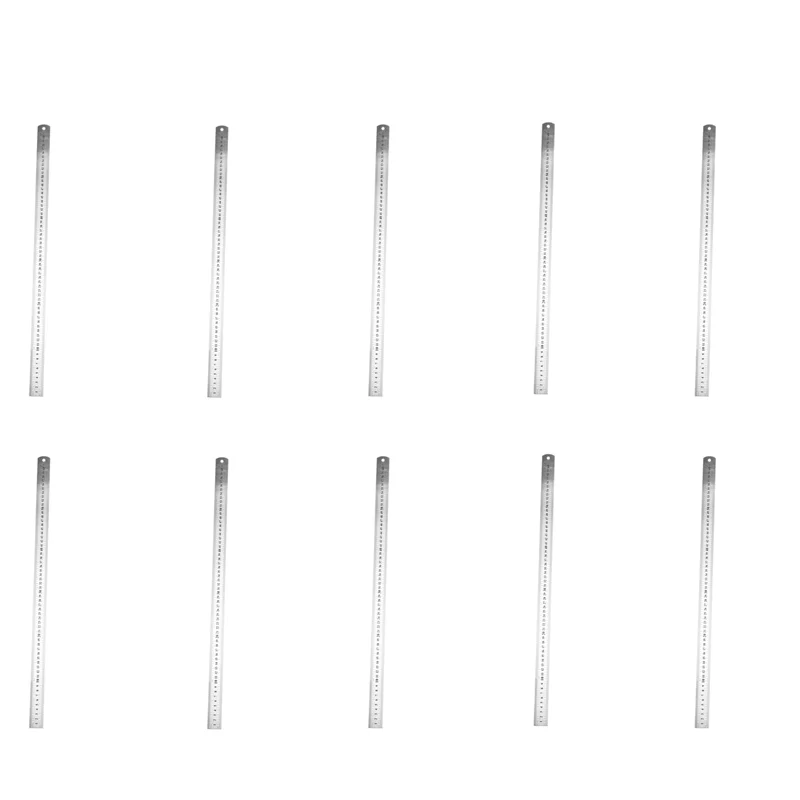 10X Stainless Steel Double Side Measuring Straight Edge Ruler 60Cm/24 Inch, Silver