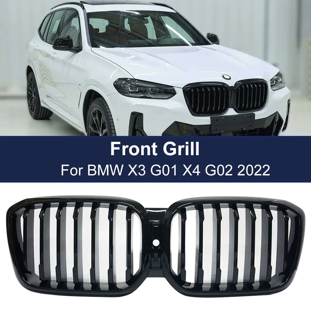 

Новые решетки переднего бампера, гоночная решетка, 1 планка для BMW X3 X4 G01 G02 G08 2022-2024, сменная решетка капота из АБС-пластика