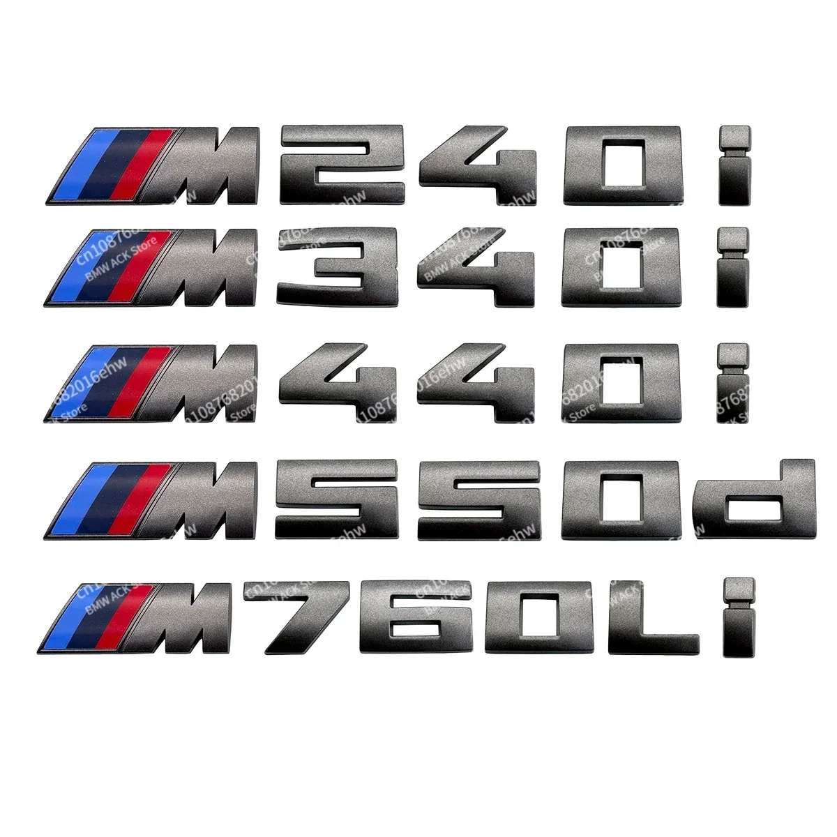 Graue 3D-Abzeichenbuchstaben für BMW 1 2 3 4 5 7 Serie M 135 140 145 235 240 340 440 550 i d 760Li Kofferraumabzeichen-Emblem Zubehör