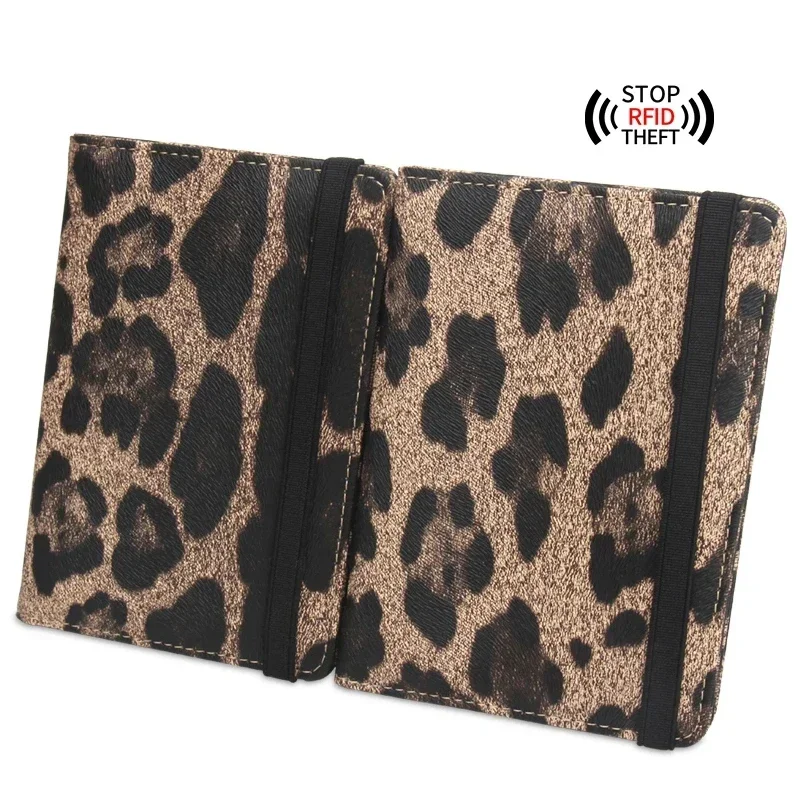 Women Brown Leopard Complex Travel Passport Holder Cover Case with Bandage Men Waterproof Multi-Function Ticket Protective Bags