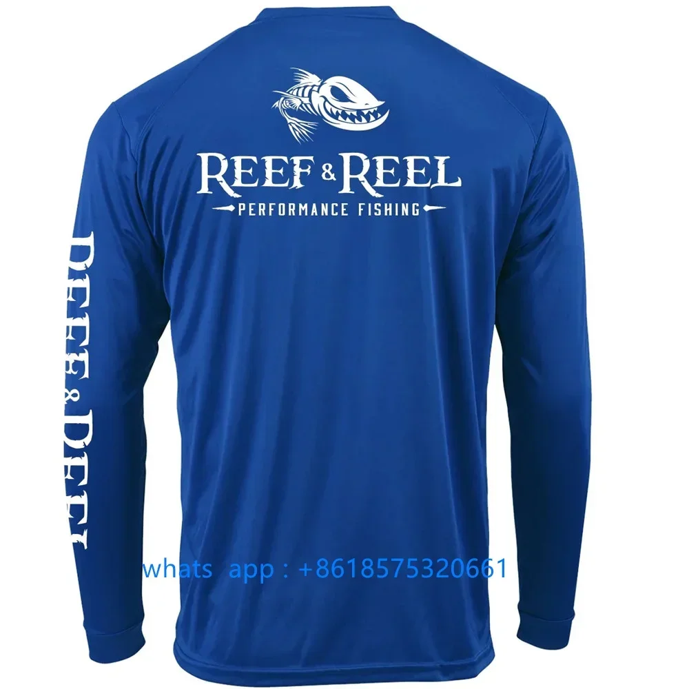 

Reef&reel Men Fishing Long Sleeve Shirt Outdoor Activities Hiking Fishing Sun Protection Performance Shirt Camisa De Pesca 2023