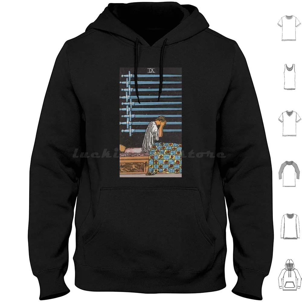 Rider-Waite Tarot, nueve espadas sudaderas con capucha de manga larga nueve 9 nueve espadas espada nueve espadas Tarot