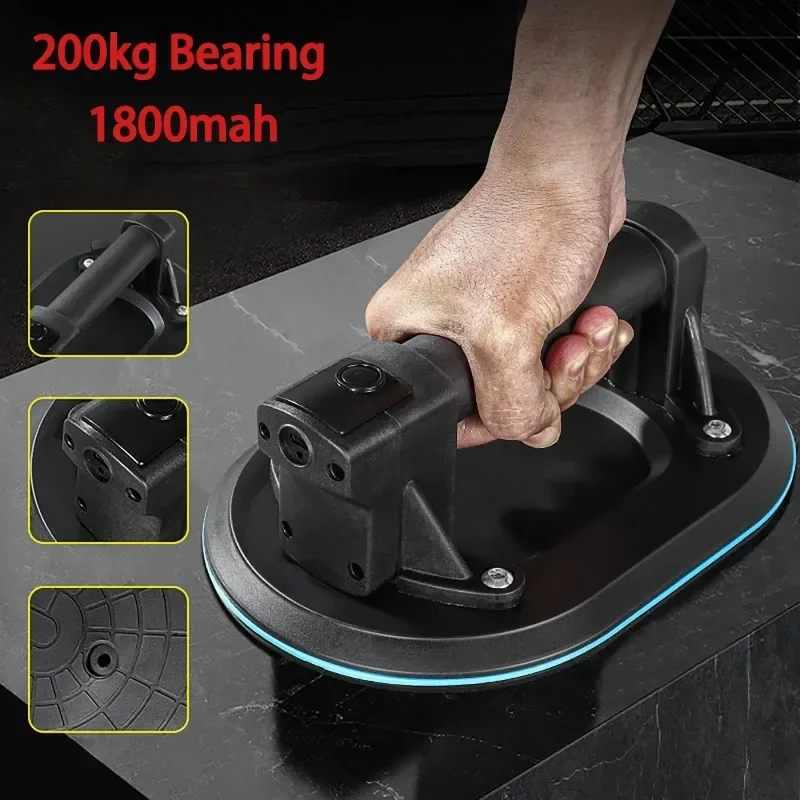 200 كجم تحميل الصناعية الصف الكهربائية كوب شفاط المكنسة الكهربائية الثقيلة بلاط الجرانيت رافع للزجاج بطارية 1800 مللي أمبير مع كابل نوع C