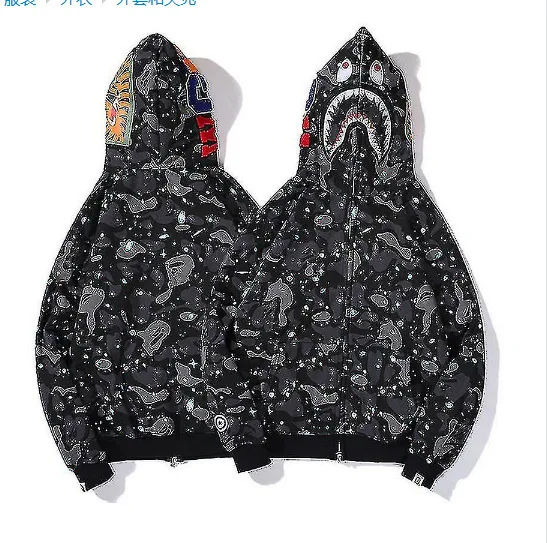 BAPE Shark Head Ape Head Zipper أعلى اللون والأناقة الكاملة لعب الأدوار هوديي 3Dcos هوديي سحاب