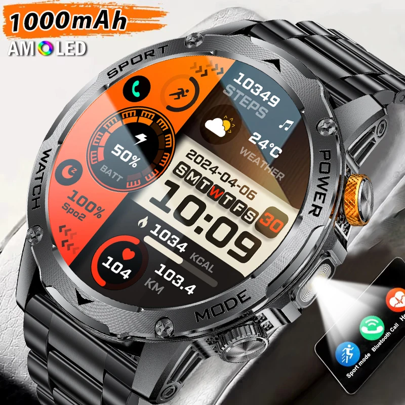

LIGE Новые военные умные часы для мужчин 1,7 "HD AMOLED BT Call Smartwatch Монитор сердечного ритма и кислорода в крови Спортивные часы для фитнеса Мужские