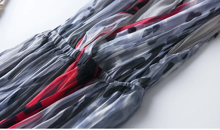 Elegant Silk Dress 2024 New Sleeveless Floral Dress High Waist Slim Deep V-neck Sexy Dress Maxi Dresses For Women Vestido Zm3229