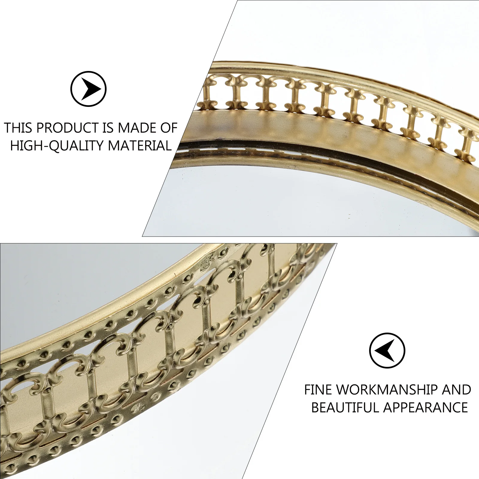 

1Pcs Jewelry Storage Plate Glass Mirror European Style Tray Multipurpose Cosmetics Organizer Decorative Home Storage