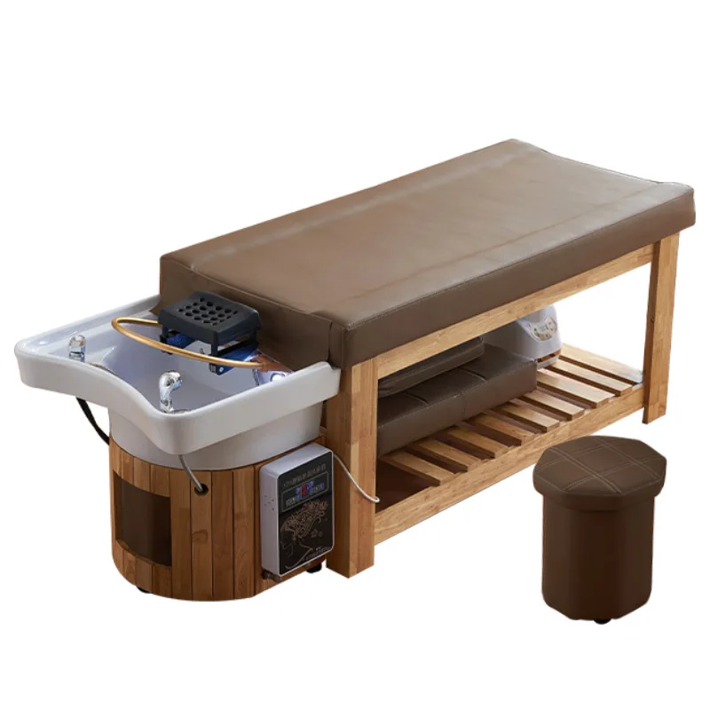 

Barber shop Thai solid wood hair treatment shampoo bed special beauty bed fumigation intelligent constant temperature water