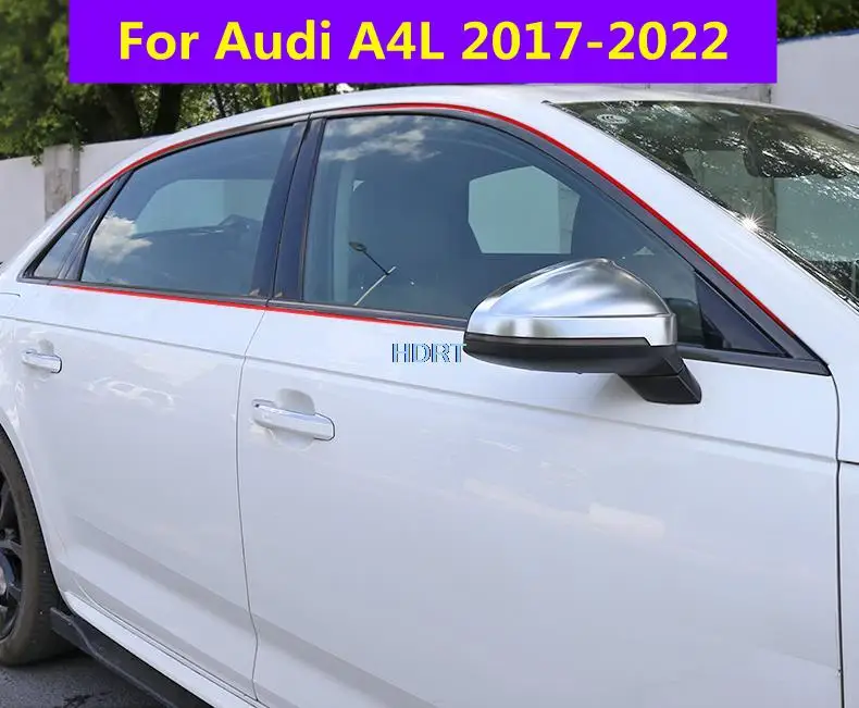 Fit For Audi A4L 2017-2022 Car Styling Kit Side Door Window Trims Strips Cover Black Moulding Protector Decoration Accessories