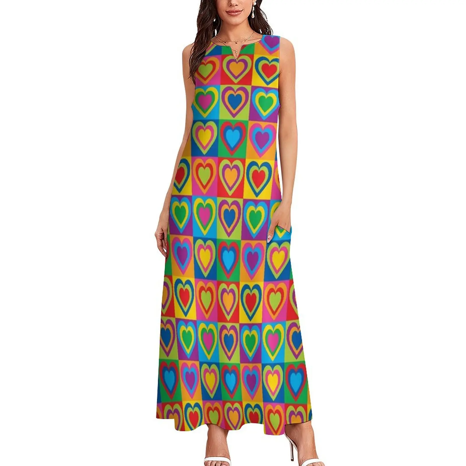 Pop Art Hearts Long Dress Woman's evening dress Dresses gala Dress