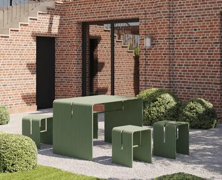 & Garden Outdoor Bistro Furniture Chair Modern Patio Iron Restaurant Dining Metal Aluminium Terrace Table