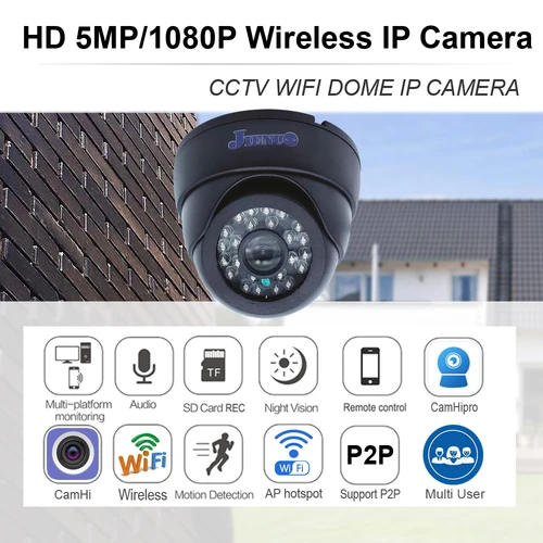 Imagen 2 del producto Cámara IP Wifi de 5MP y 1080P, domo para interiores, vigilancia de seguridad Cctv, visión nocturna, vídeo infrarrojo, cámara inalámbrica para el hogar, Onvif CamHipro
