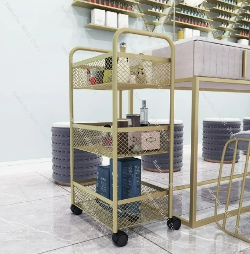 

Mesh Trolley Tattoo Embroidery Hair and Nail Salon Shop Mobile Tool Cart Multi-layer Shelf Multifunctional Mobile Cart
