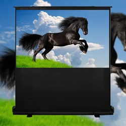 Portable Floor Standing Pull Up Projector Screen 16:9/4:3 For Theater Conference Outdoor 4k  Default to White Fiber Glass