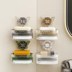 Butterfly Suction Cup Soap Box Shelf Home Kitchen Bathroom No Punch Wall Mounted Draining Sponge Soap Box