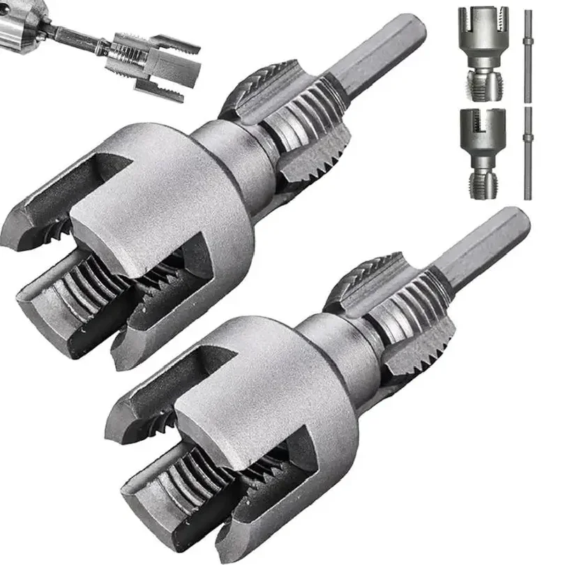 Pipe Thread Cutting Tool Integrated Internal & External Pipe Threading Tool Electric Drill Compatible PVC Pipe Threader Kit