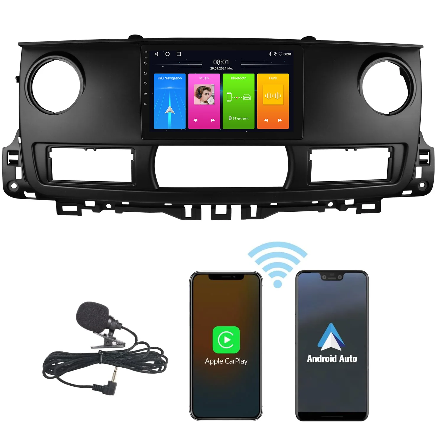 

Android Car radio with wireless Bluetooth Carpaly GPS Navigation For Opel Vauxhall Movano /Renault Mascott Pritsche/Fiat Scudo