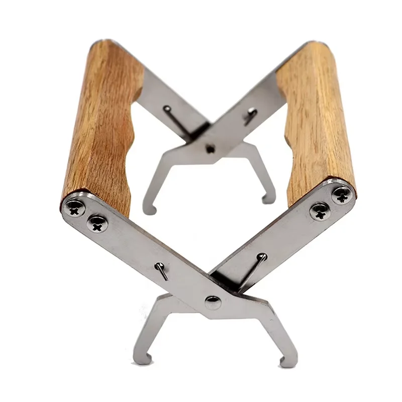 Bee Hive Frame Holder Grip Stainless Steel Beekeeping Frame Gripper Holder and Lifter Tool with Wooden Handle for Beekeeeper