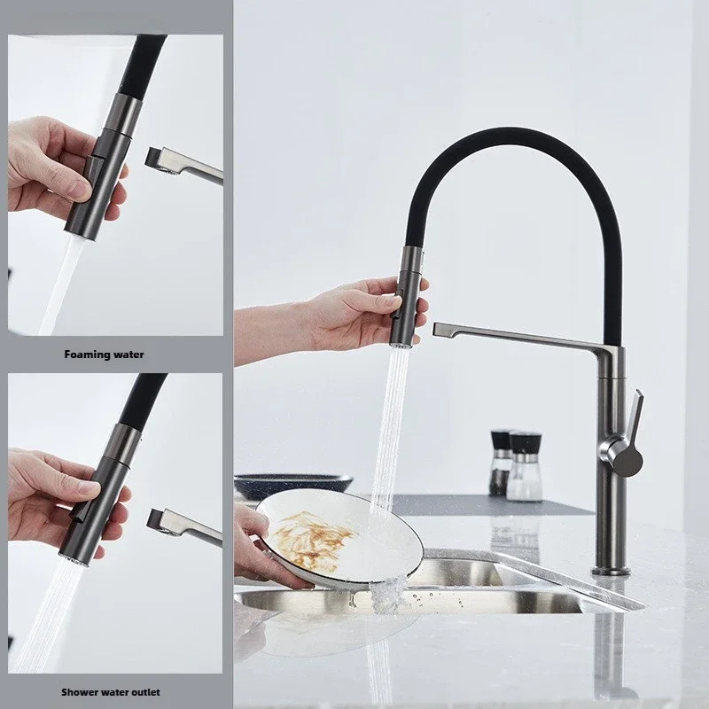 Bathroom, all-copper kitchen faucet, vegetable basin, anti-cheap water, hot and cold dishwasher, pulling magnetic sink faucet