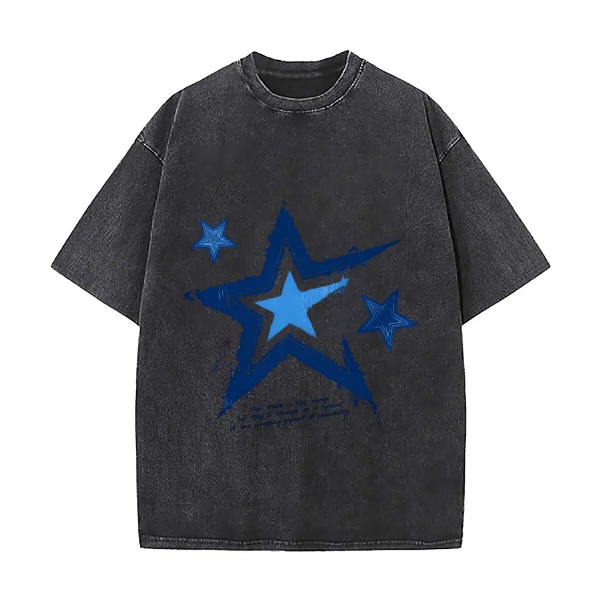 Blue Grunge Star The Stars May Shy Away Symbol Of Unending Pursuit Of Possibility Quote Design Washed Streetwear Tee