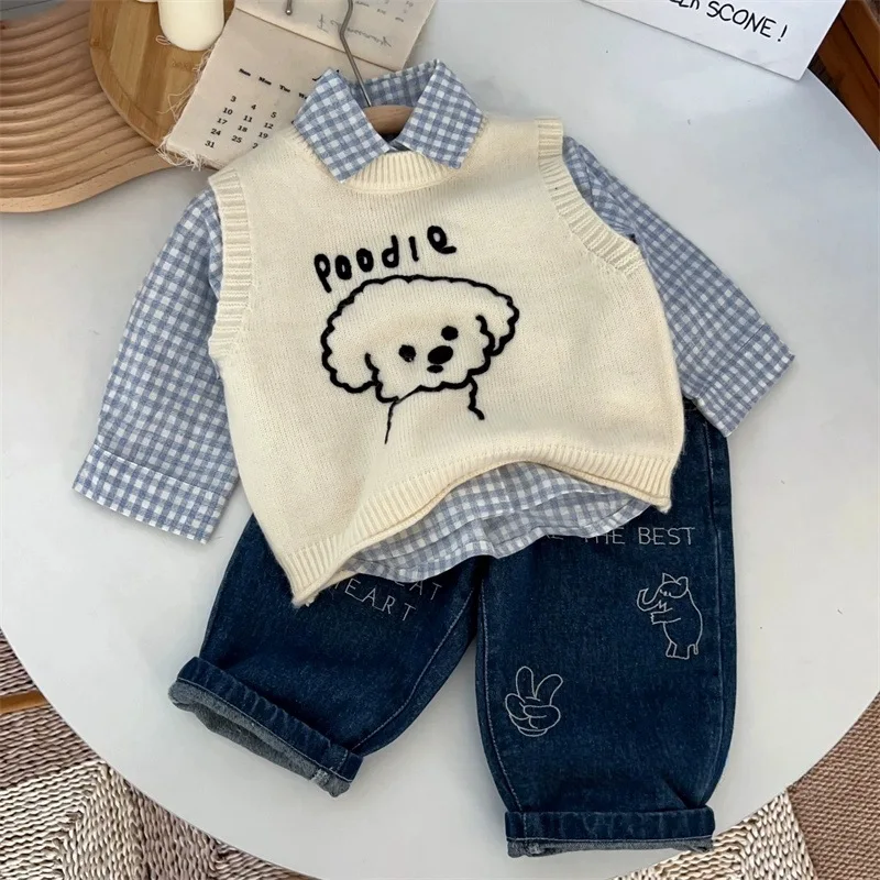 

Модный пуловер для маленьких девочек, повседневный топ, трикотаж для малышей, свитер без рукавов, одежда для мальчиков, весенне-осенняя одежда, детские свитера, жилет