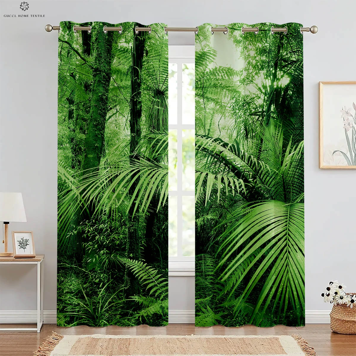 

Misty Forest Green Autumn Woods 3D Printed Curtains, Suitable for Bedroom, Living Room, Study, Kitchen, 2 Pieces