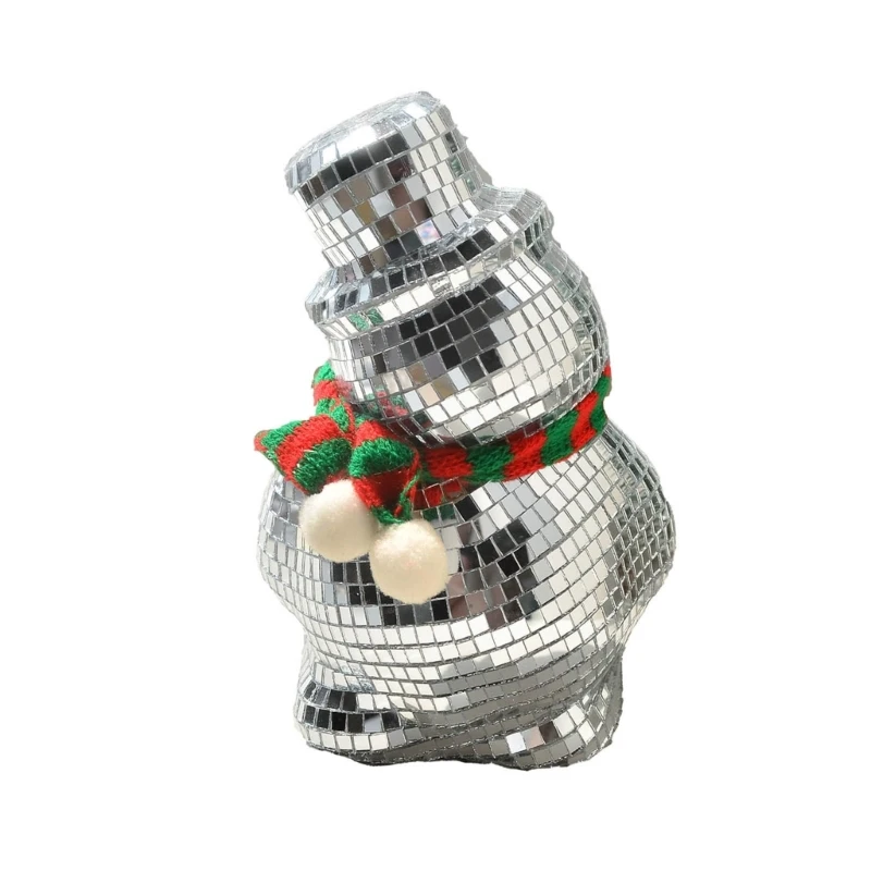 

Discos Snowman Figurine Statue Christmas Reflective Mirrored Sparkling Ornament for Festivals Party Stage Decoration