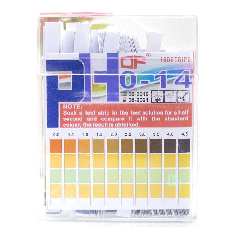 Papel de prueba de PH0-14 para el hogar, tiras de prueba de PH, indicador científico de tornasol, ácido alcalino, medidor de PH, 100 uds.