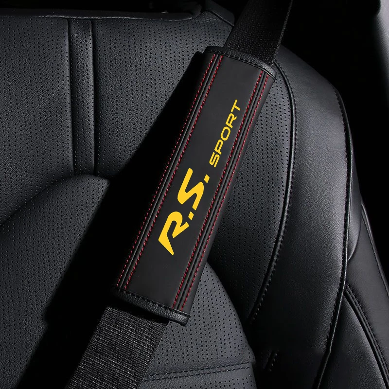 2Pcs Car Seat Belt Leather Belt Shoulder Cover For Renault RS Sport Logan Clio Megane Kangoo 1 2 3 4 Captur Espace Twingo Duster