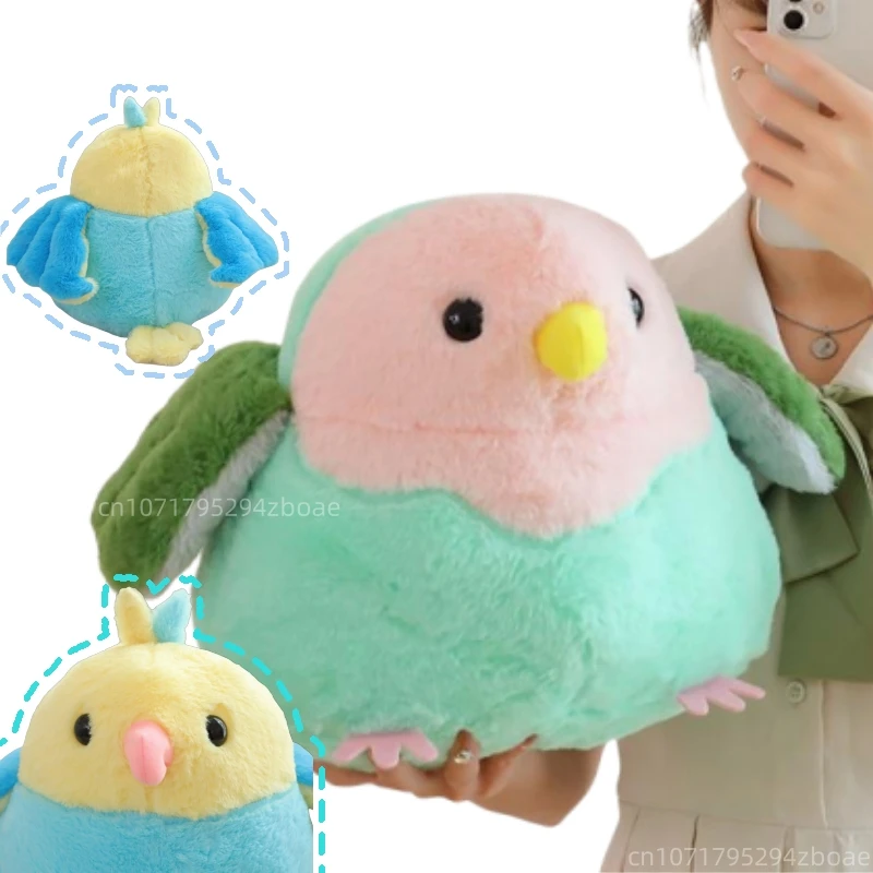 

Cute Soft Fat Parrot Plush Doll Pillow High Quality Blue Green Round Bird Plush Toy Home Decor For Birthday Gifts For Boys Girls