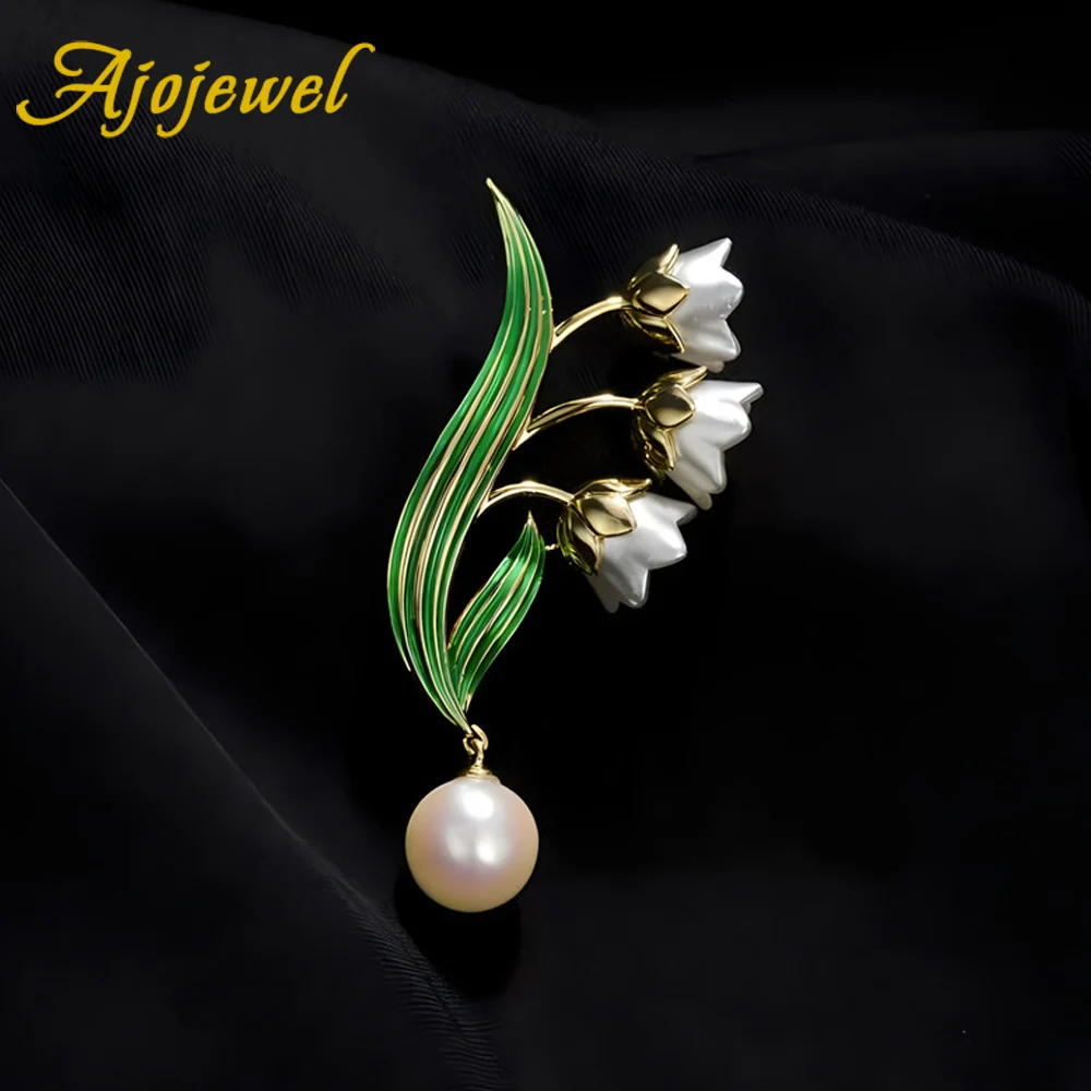 Ajo jewel elegante Maiglöckchen Brosche Schmuck Perle Blume Anzug Stifte für Kleidung Muttertag