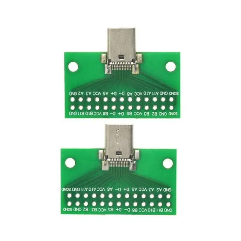Type-C Male to Female Adapter USB 3.1 Test PCB Board 24P 2.54mm Connector for DIY Electronic Circuit Repair Work