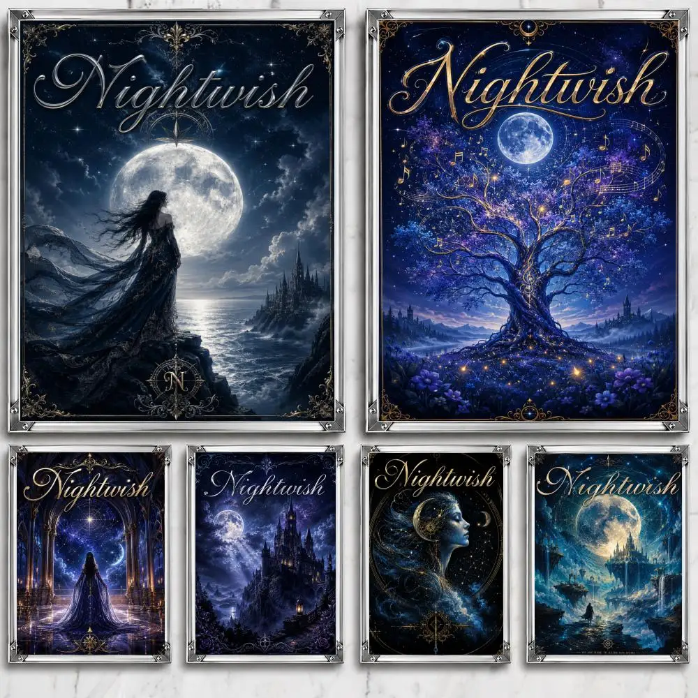 Vintage band N-Nightwish Poster Self Adhesive Wall Decor Waterproof Removable for Bedroom Living Room bar Gift
