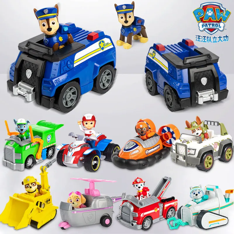 Figuras de acción originales de la patrulla canina, juguete de coche Ryder Tracker Everest, Chase, Rex, Skye, Wildcat, Rocky, Marshall, Zuma, venta