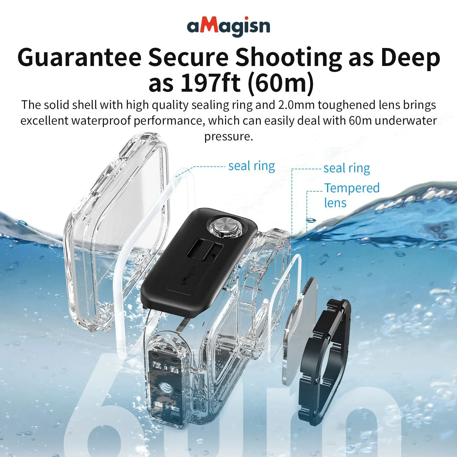 aMagisn 60M Waterproof Housing Shell Protective Waterproof Dive Case For Insta360 Ace AcePro 2 AcePro2 Sports Camera Accessory