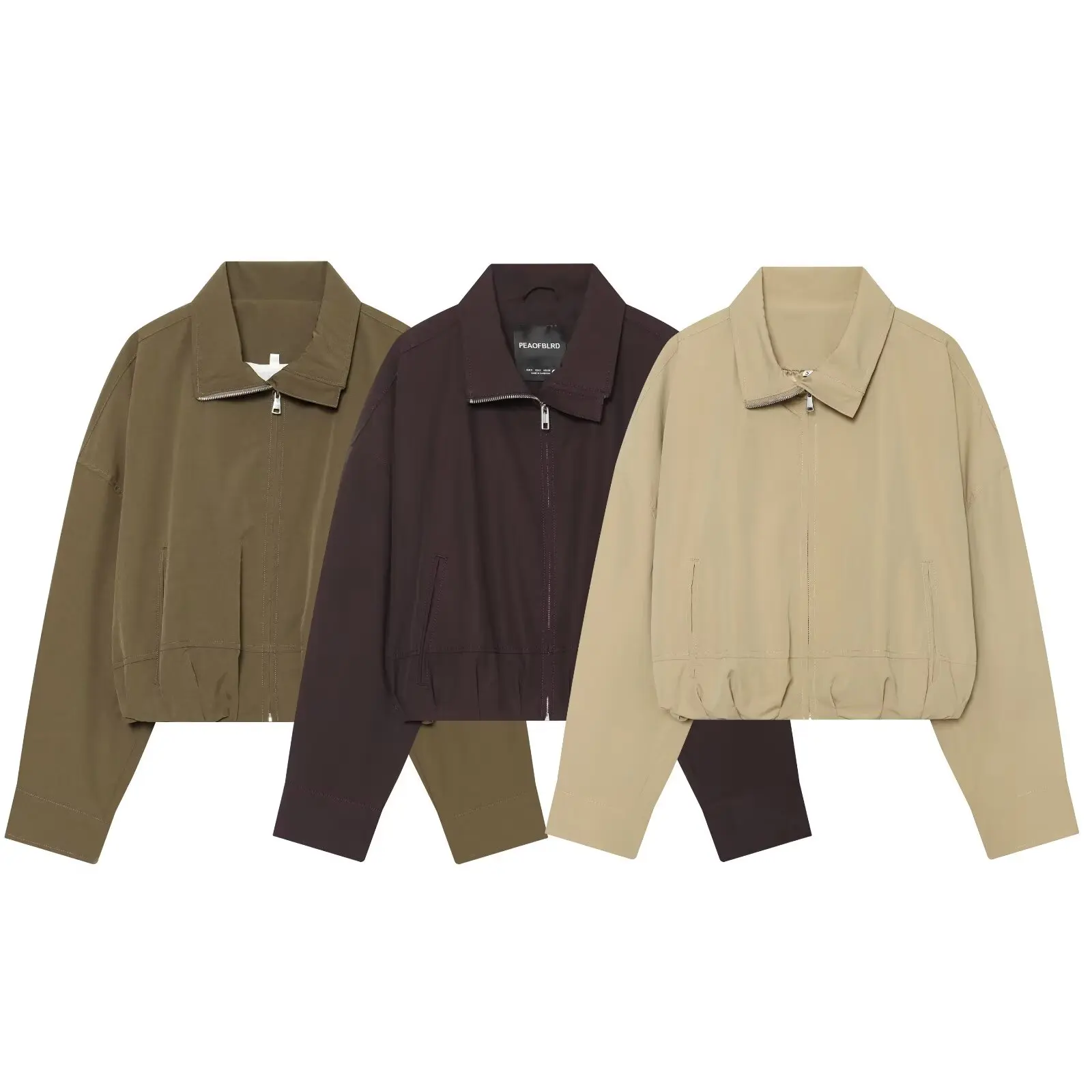 Autumn New Womens Loose Cropped Bomber Jacket Turn Down Collar Zip Up Short Coat Casual Elegant Streetwear Trendy Jacket